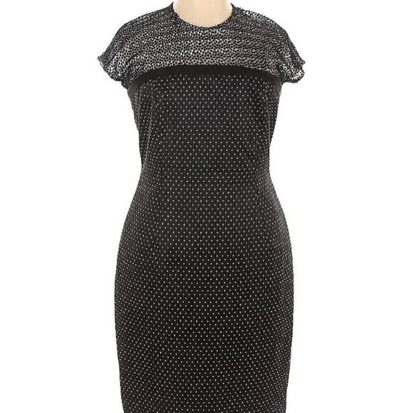 Carmen Marc Valvo Dresses & Skirts - Carmen Marc Valvo Black Lace & Polka Dot Woven Black Tie Dress Old Money Sz 14